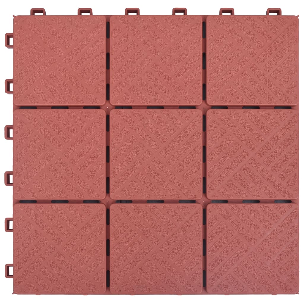 Ladrilhos de terraço 10 pcs 30,5x30,5 cm plástico vermelho