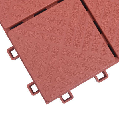 Ladrilhos de terraço 10 pcs 30,5x30,5 cm plástico vermelho