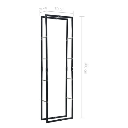 Suporte para lenha 60x25x200 cm aço preto