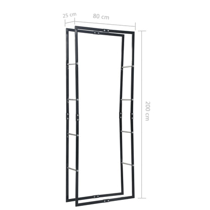 Suporte para lenha 80x25x200 cm aço preto