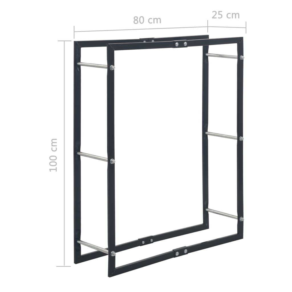 Suporte para lenha 80x25x100 cm aço preto