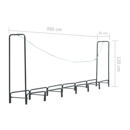 Suporte para lenha 360x35x120 cm aço antracite