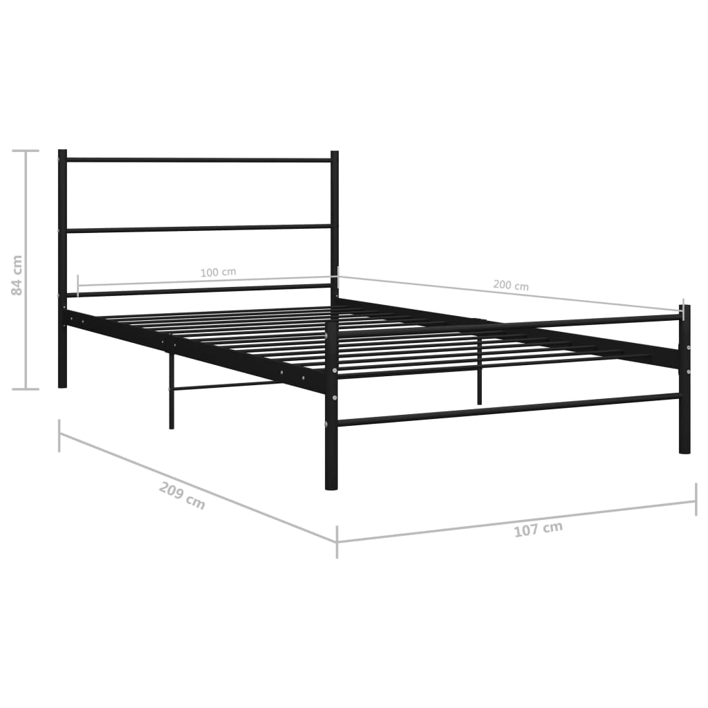 Estrutura de cama 100x200 cm metal preto