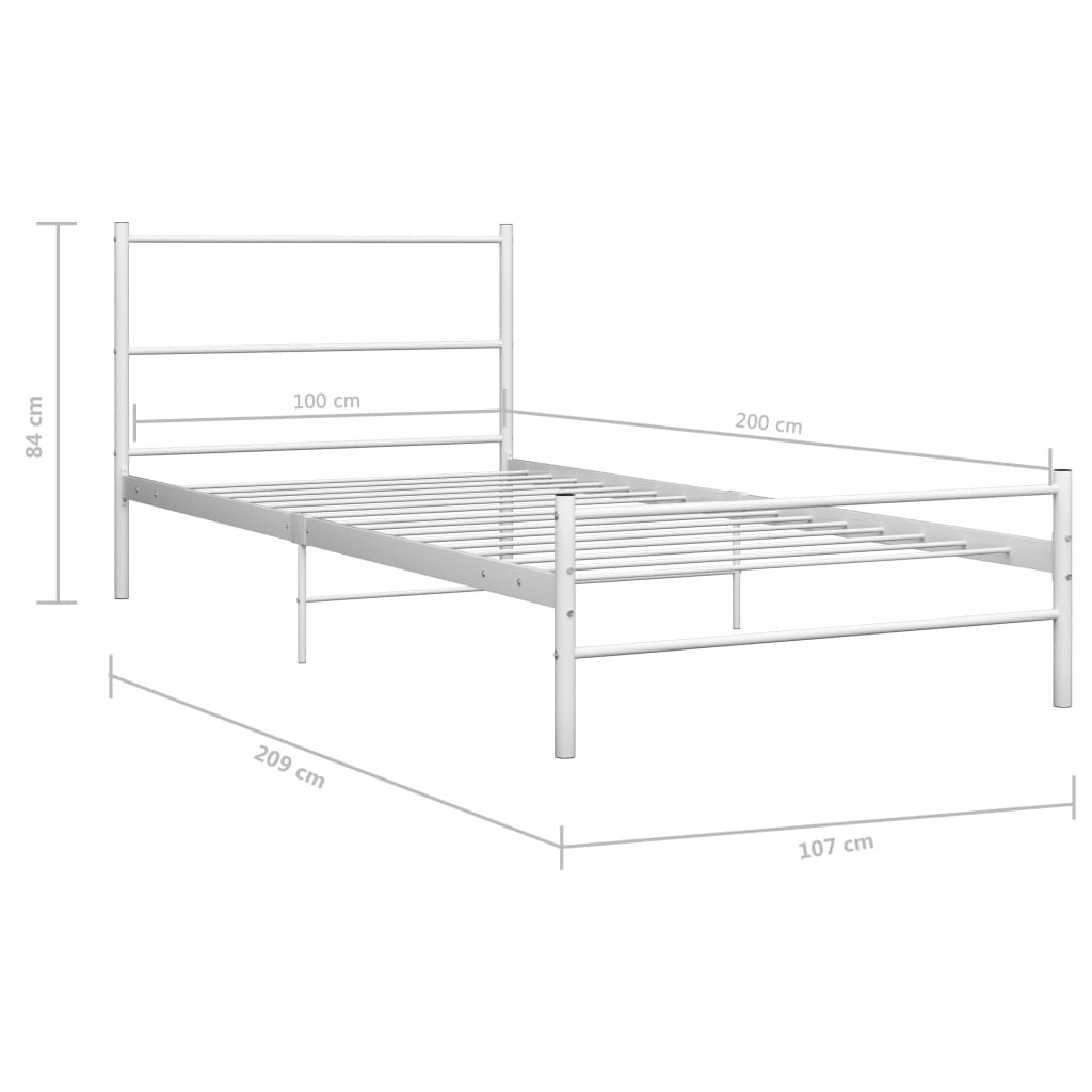 Estrutura de cama 100x200 cm metal branco