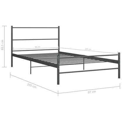 Estrutura de cama 90x200 cm metal cinzento