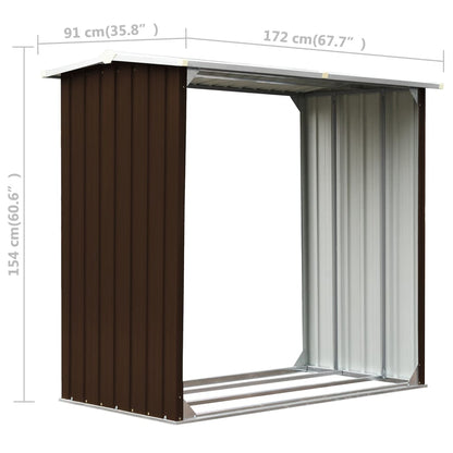 Abrigo para arrumação de troncos aço 172x91x154 cm castanho