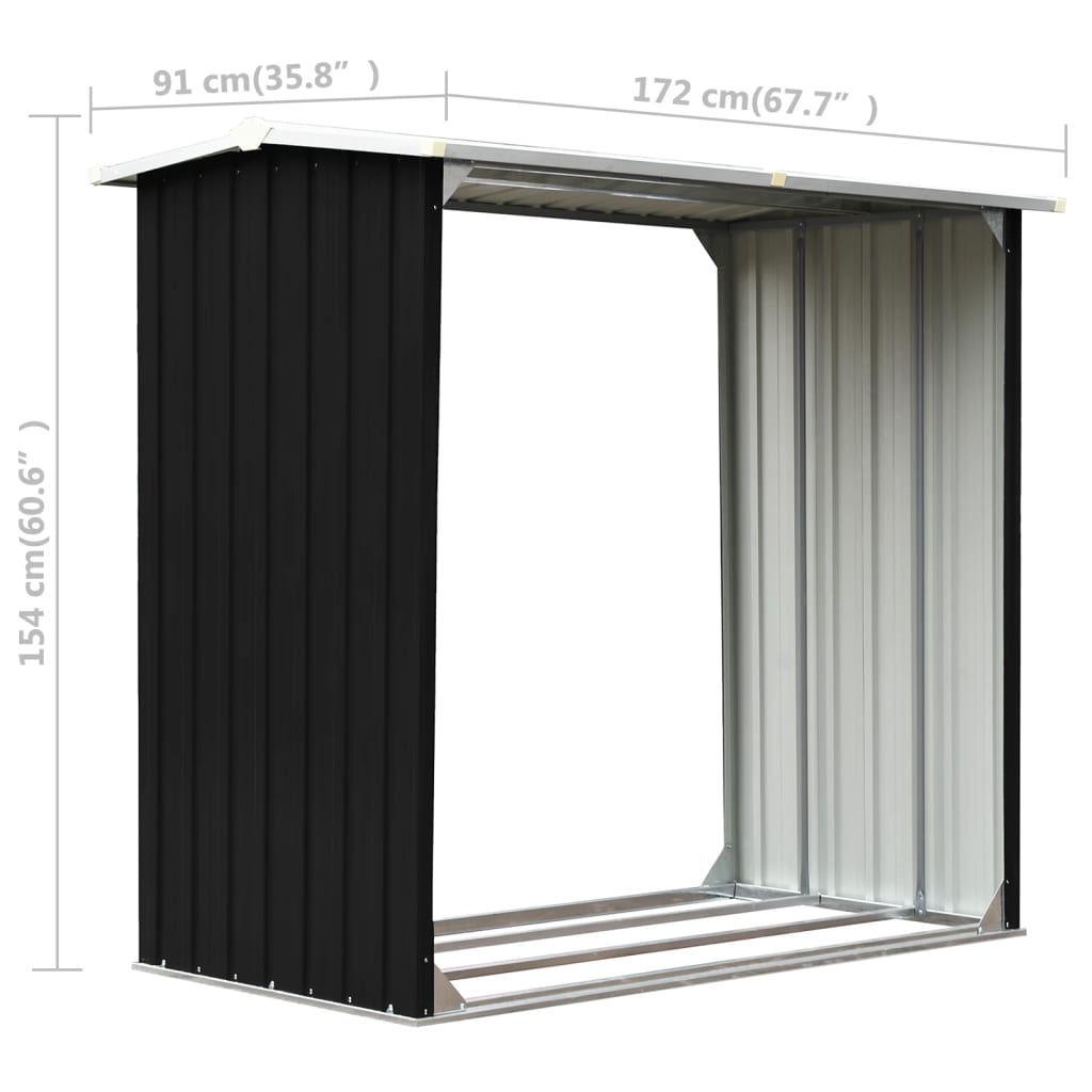 Abrigo para arrumação de troncos aço 172x91x154 cm antracite