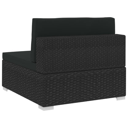 Conjunto sofás de jardim c/ almofadões 4 pcs vime PE preto