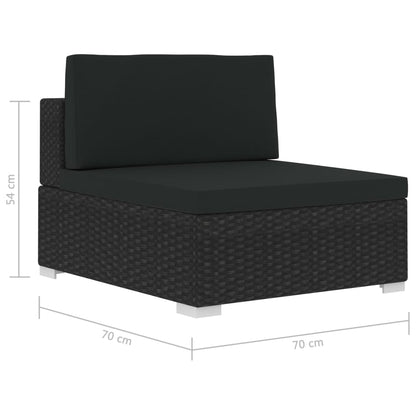 Conjunto sofás de jardim c/ almofadões 4 pcs vime PE preto