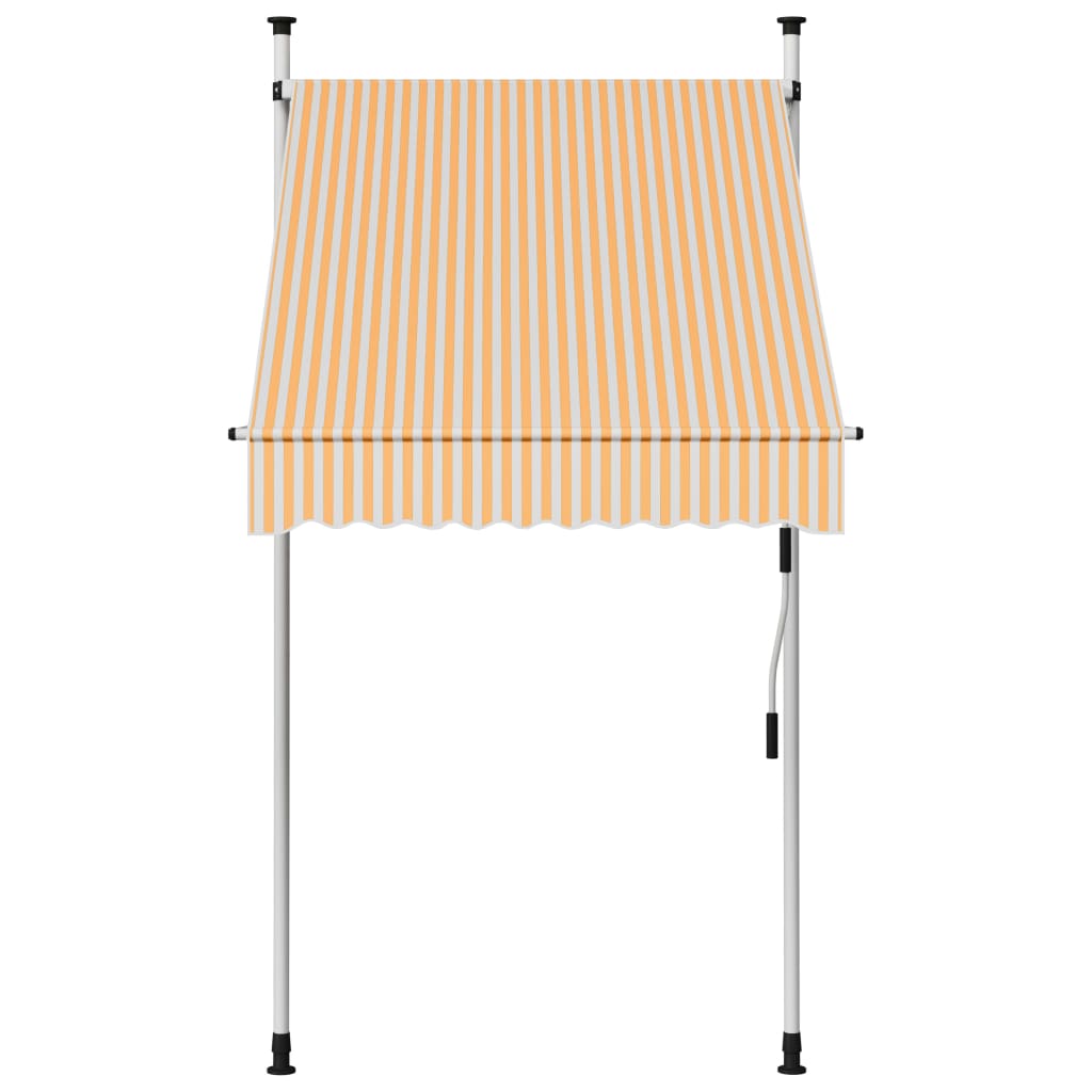 Toldo retrátil manual 100 cm riscas laranja e branco