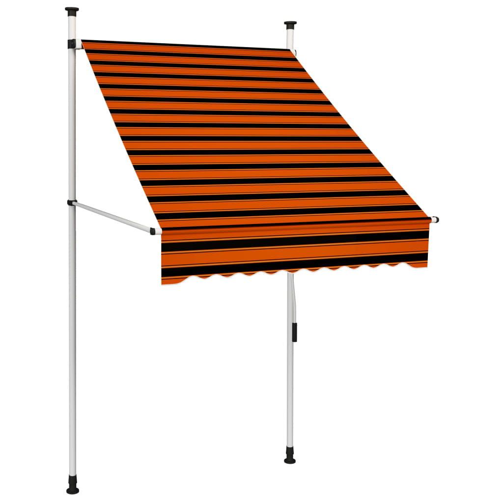 Toldo retrátil manual 100 cm laranja e castanho