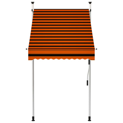 Toldo retrátil manual 100 cm laranja e castanho