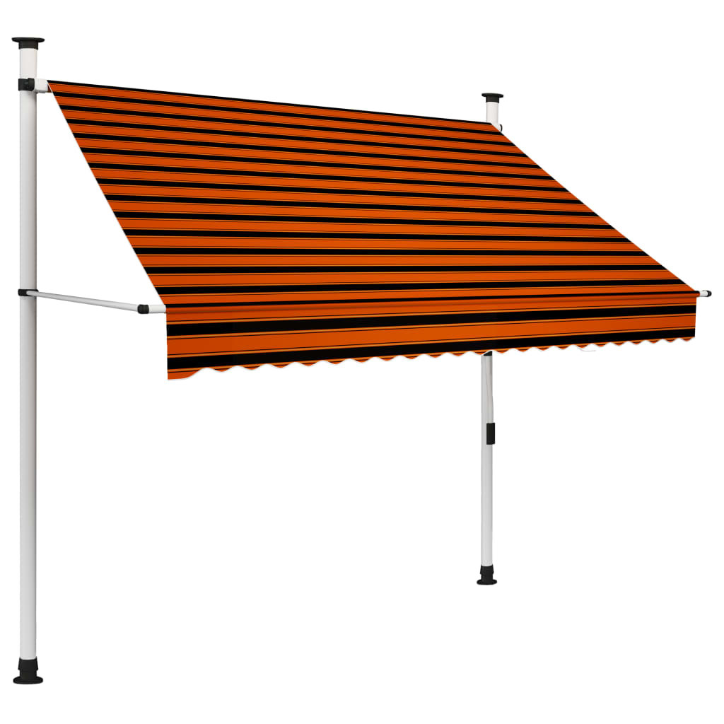 Toldo retrátil manual 200 cm laranja e castanho