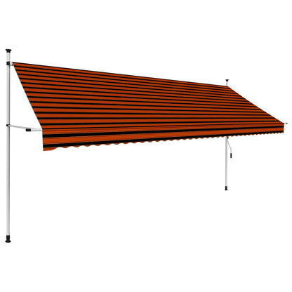 Toldo retrátil manual 400 cm laranja e castanho