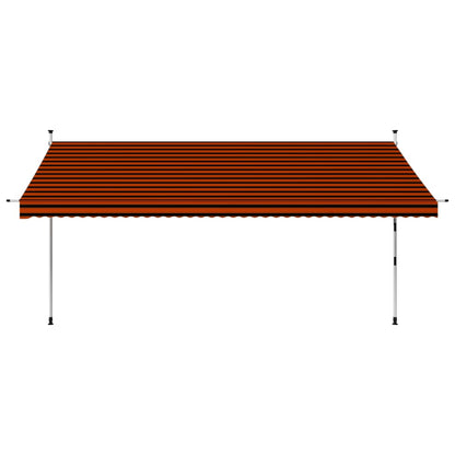 Toldo retrátil manual 400 cm laranja e castanho