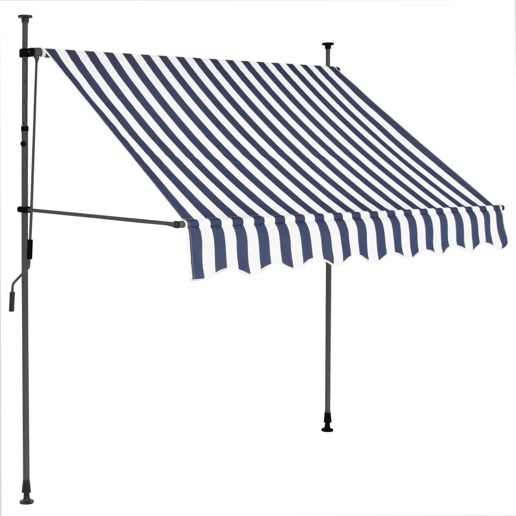 Toldo retrátil manual com LED 100 cm azul e branco