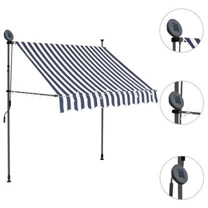 Toldo retrátil manual com LED 100 cm azul e branco