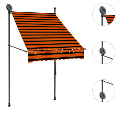 Toldo retrátil manual com LED 100 cm laranja e castanho