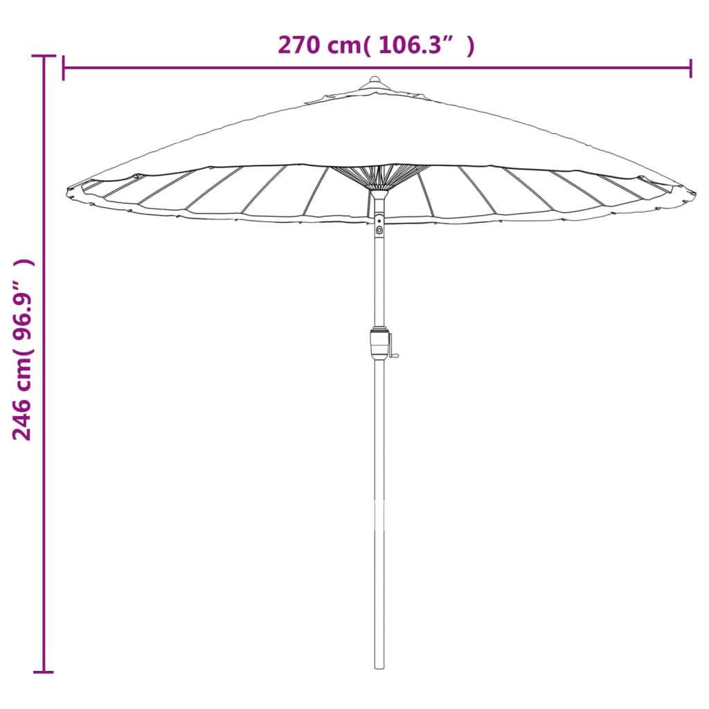 Guarda-sol exterior c/ mastro alumínio 270 cm branco areia