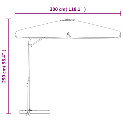 Guarda-sol de exterior com poste de aço 300 cm branco areia