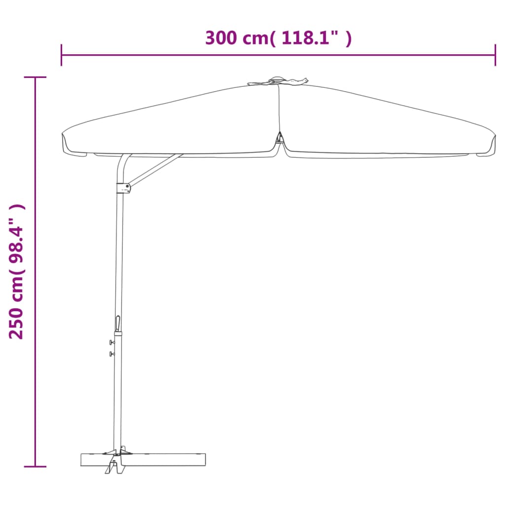 Guarda-sol de exterior mastro de aço 300 cm vermelho bordô