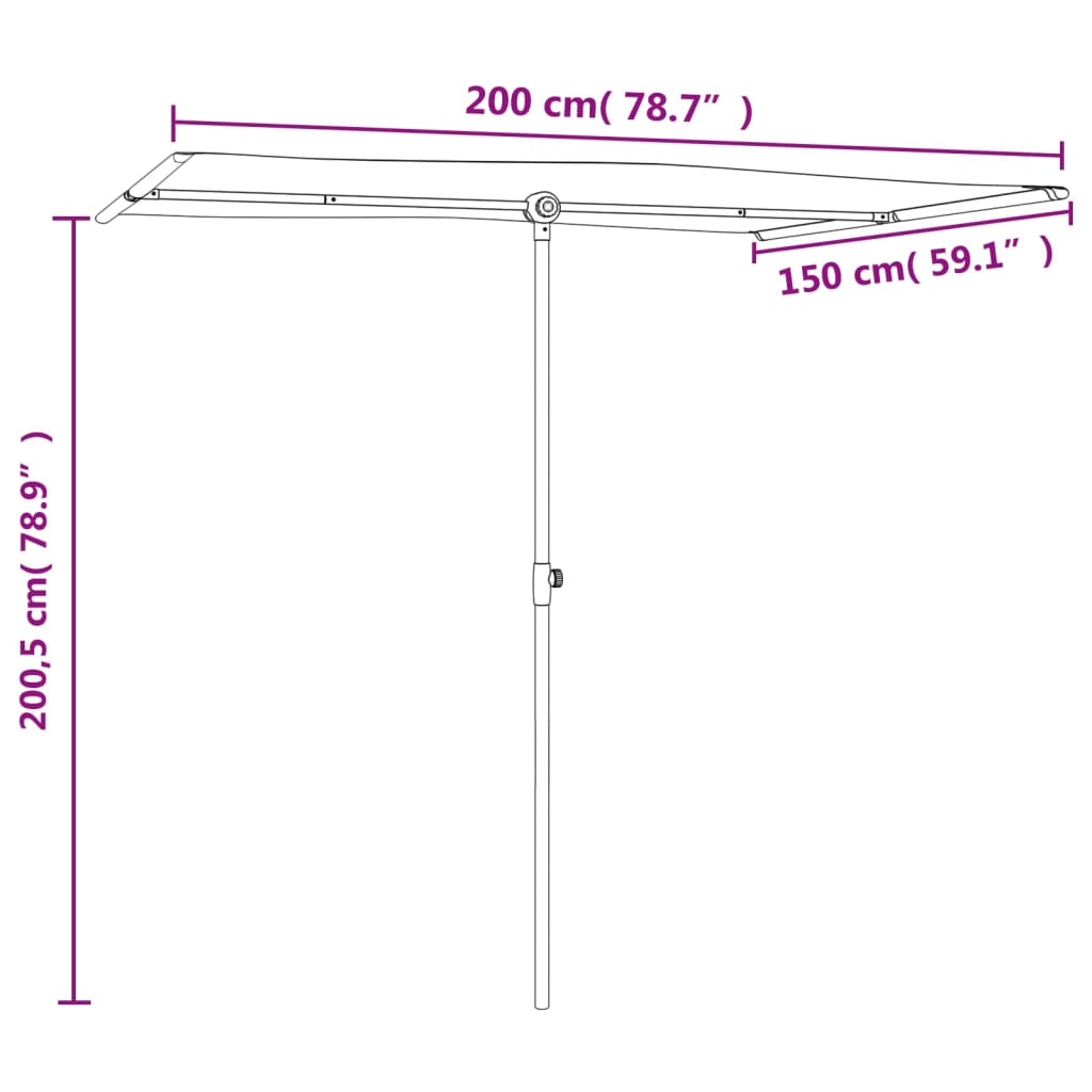 Guarda-sol de exterior com mastro alumínio 2x1,5 m antracite