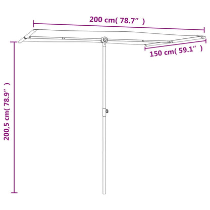 Guarda-sol exterior com mastro alumínio 2x1,5 m vermelho bordô