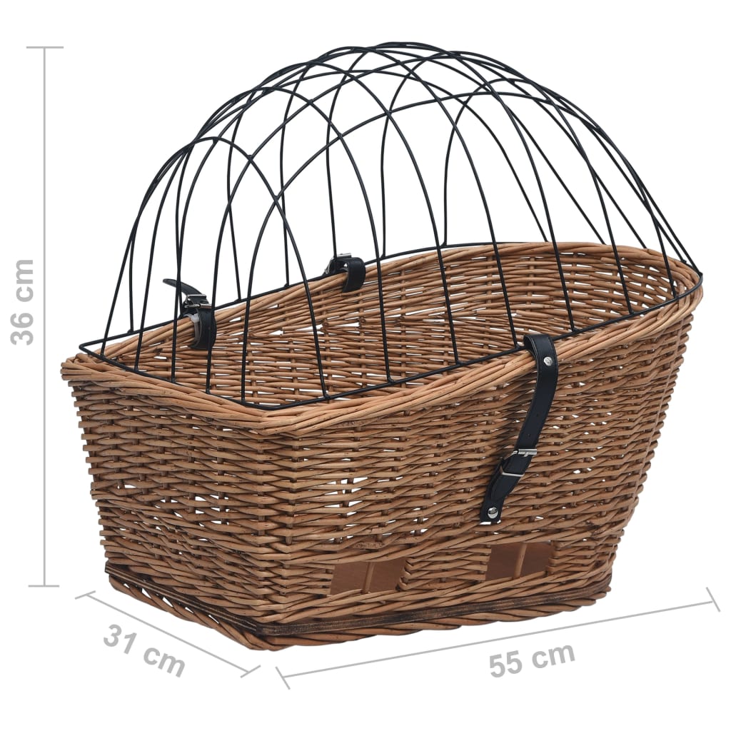 Cesto traseiro para bicicleta 55x31x36 cm salgueiro genuíno