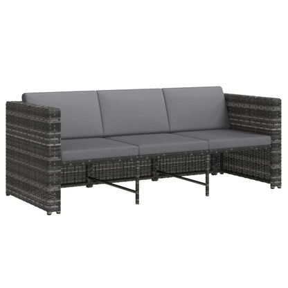 4 pcs conjunto lounge de jardim c/ almofadões vime PE cinzento