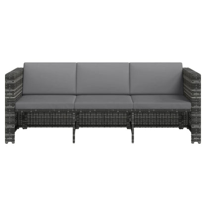 4 pcs conjunto lounge de jardim c/ almofadões vime PE cinzento