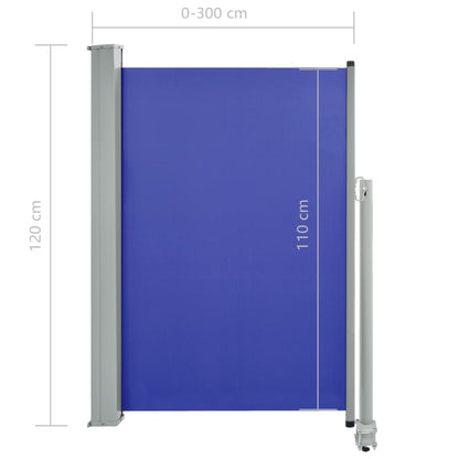 Toldo lateral retrátil para pátio 120x300 cm azul