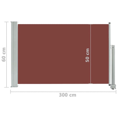 Toldo lateral retrátil para pátio 60x300 cm castanho