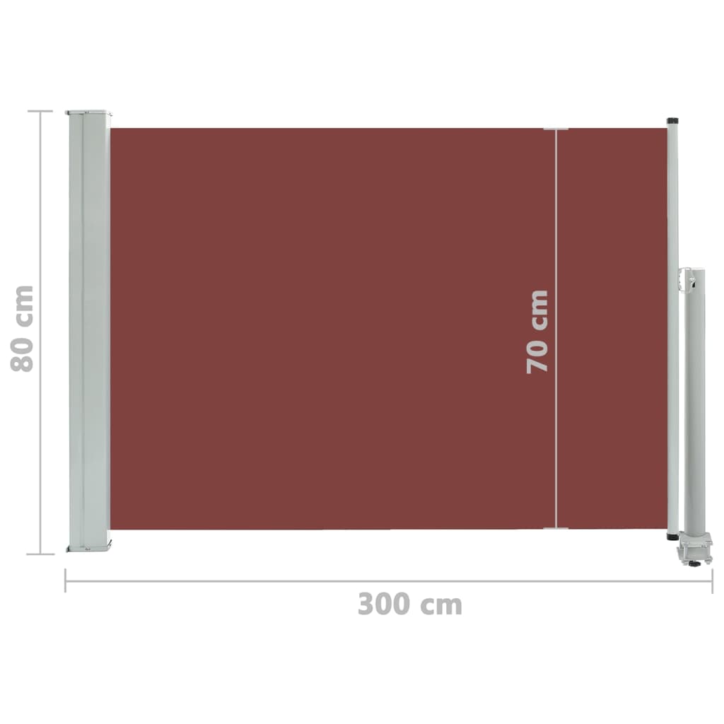 Toldo lateral retrátil para pátio 80x300 cm castanho