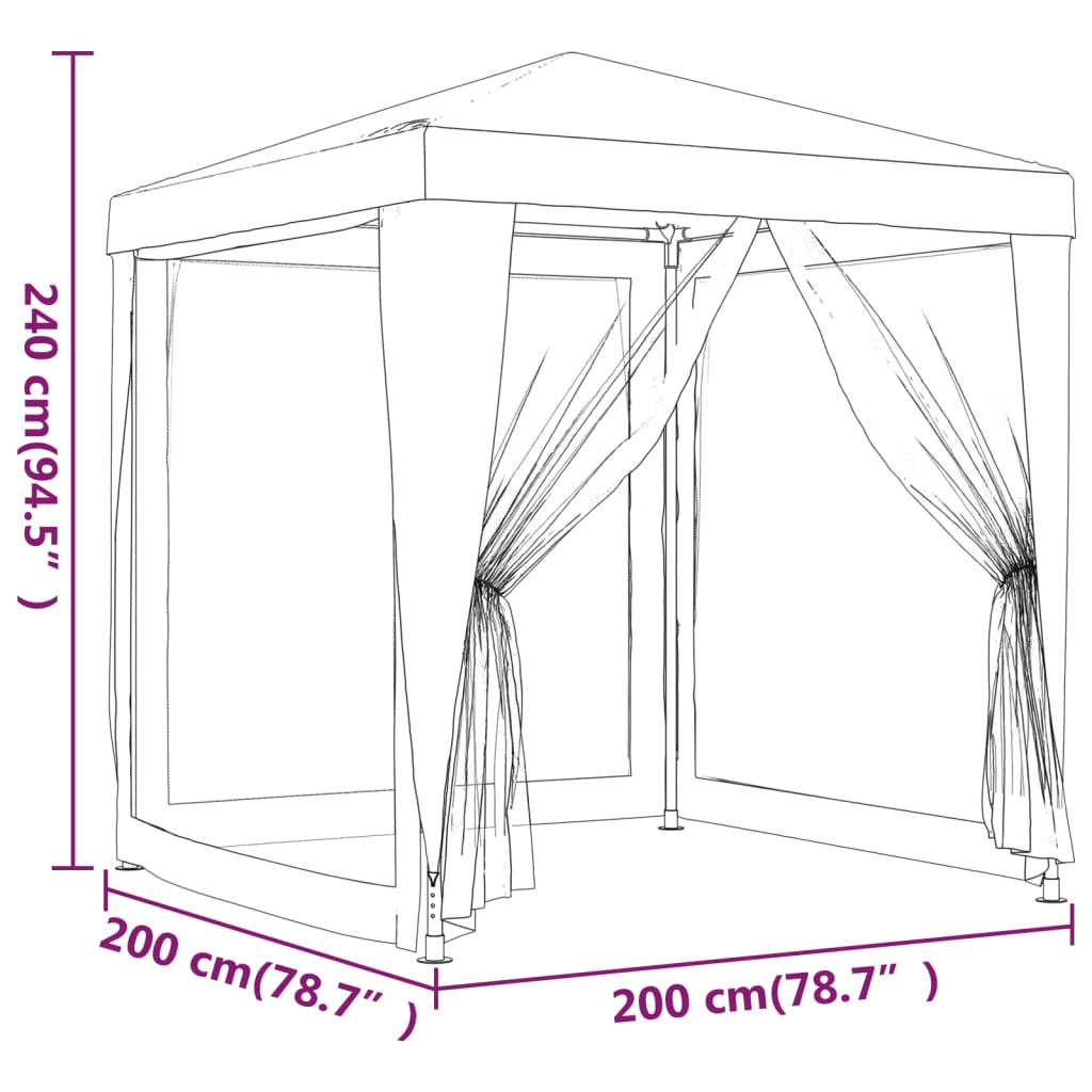 Tenda para festas com 4 paredes laterais em rede 2x2 m branco