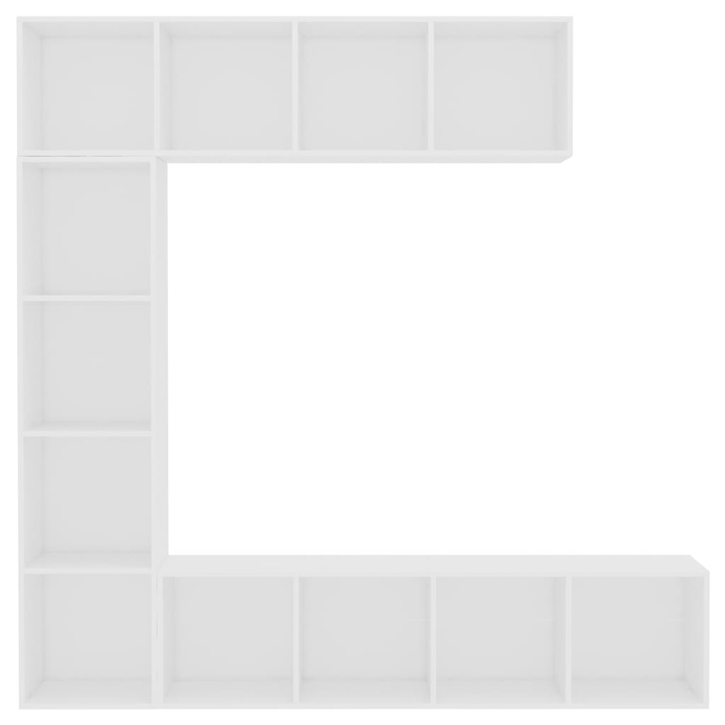 Conjunto armário de TV/estante 3 pcs 180x30x180 cm branco