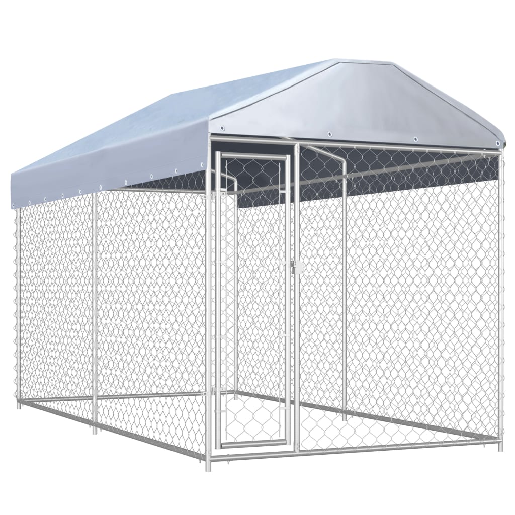 Canil de exterior com toldo 382x192x225 cm