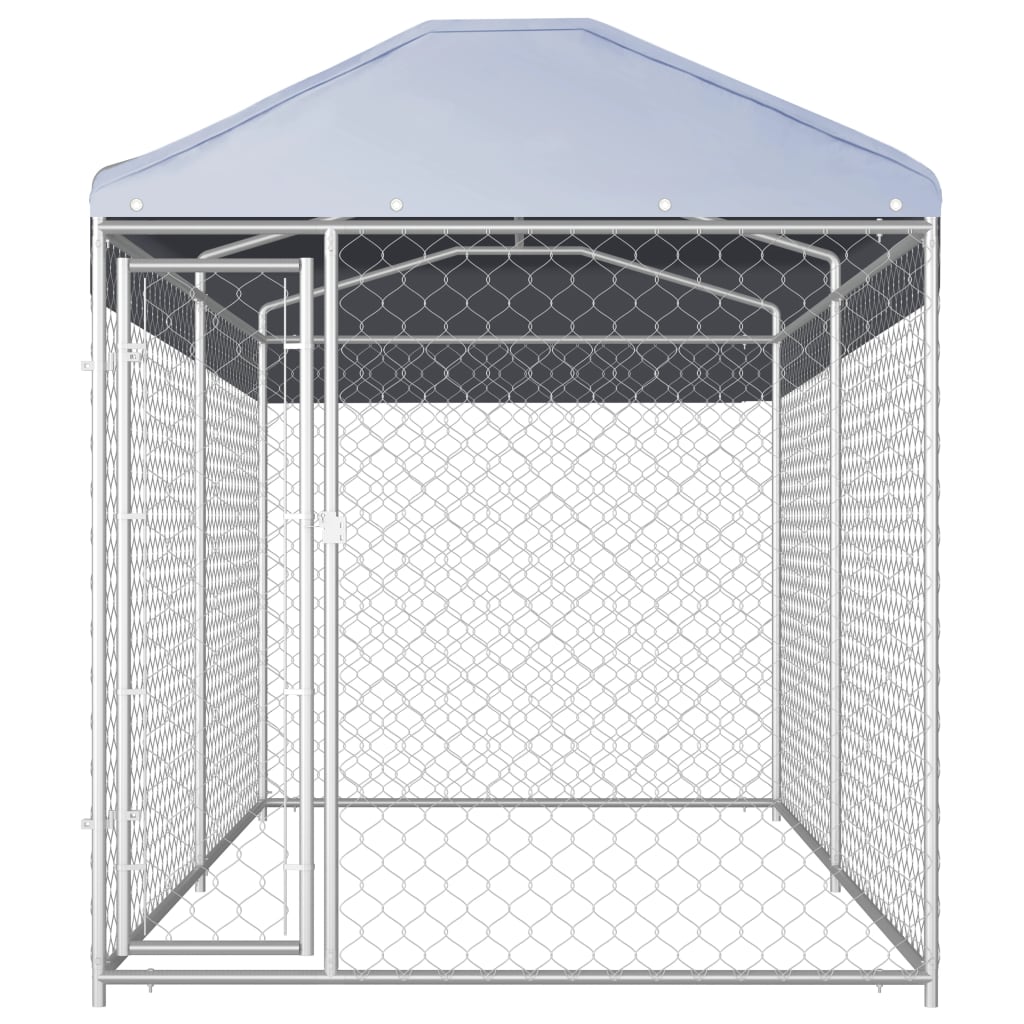 Canil de exterior com toldo 382x192x225 cm