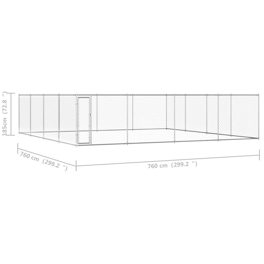 Canil de exterior em aço galvanizado 760x760x185 cm