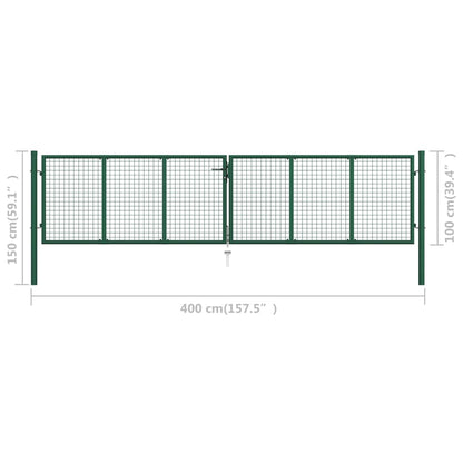 Portão de jardim em rede 400x100 cm aço verde