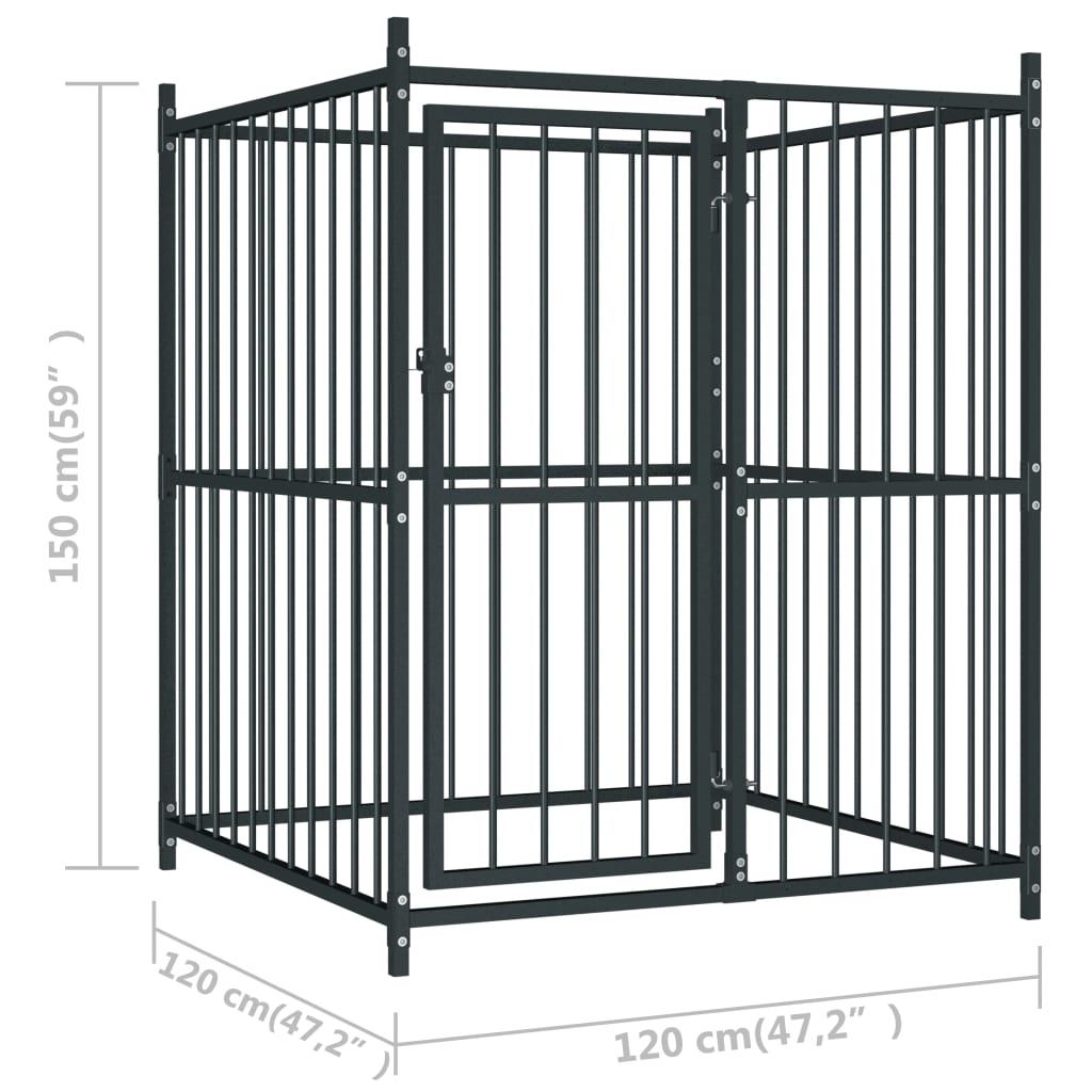 Canil de exterior com telhado 120x120x150 cm