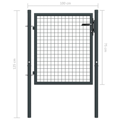 Portão de jardim em rede 100x125 cm aço galvanizado cinzento