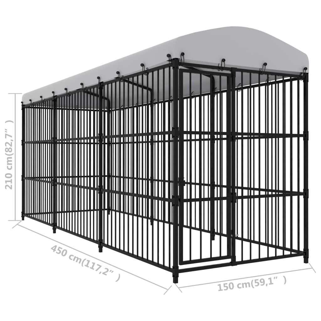 Canil de exterior com telhado 450x150x210 cm