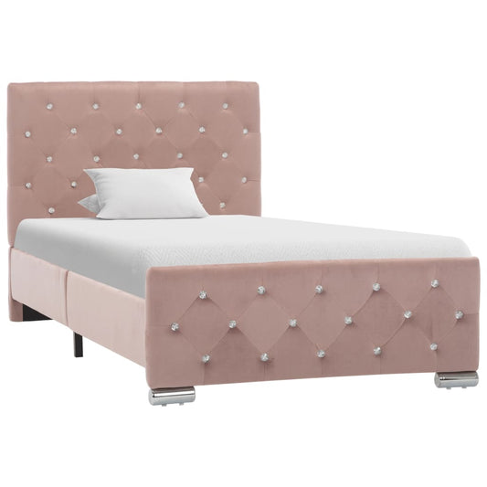 Estrutura de cama 90x200 cm veludo rosa