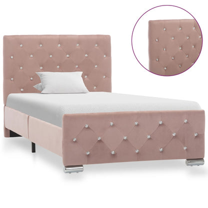 Estrutura de cama 90x200 cm veludo rosa