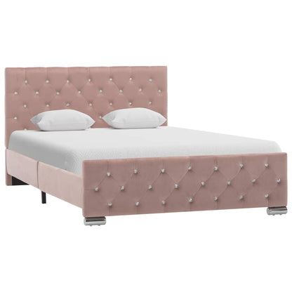 Estrutura de cama 120x200 cm veludo rosa