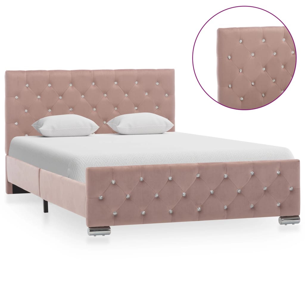 Estrutura de cama 120x200 cm veludo rosa