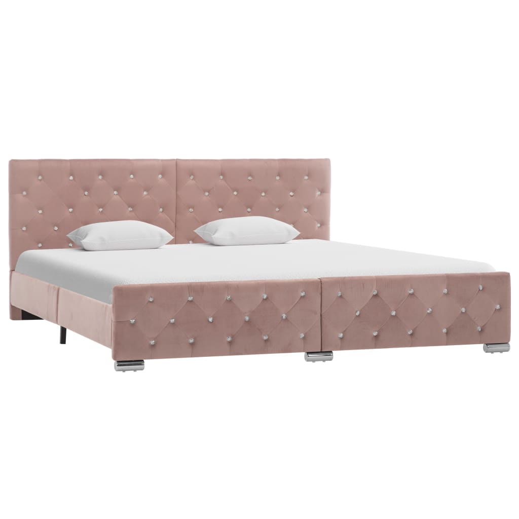 Estrutura de cama 180x200 cm veludo rosa