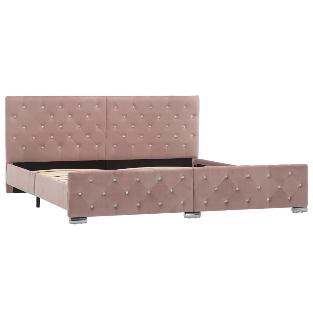 Estrutura de cama 180x200 cm veludo rosa