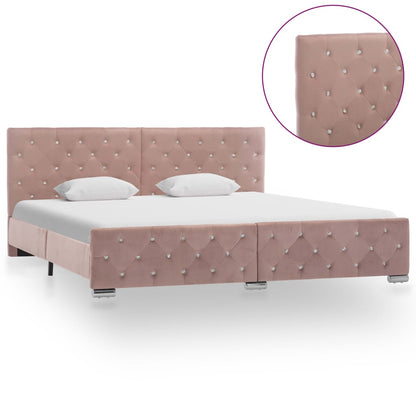 Estrutura de cama 180x200 cm veludo rosa