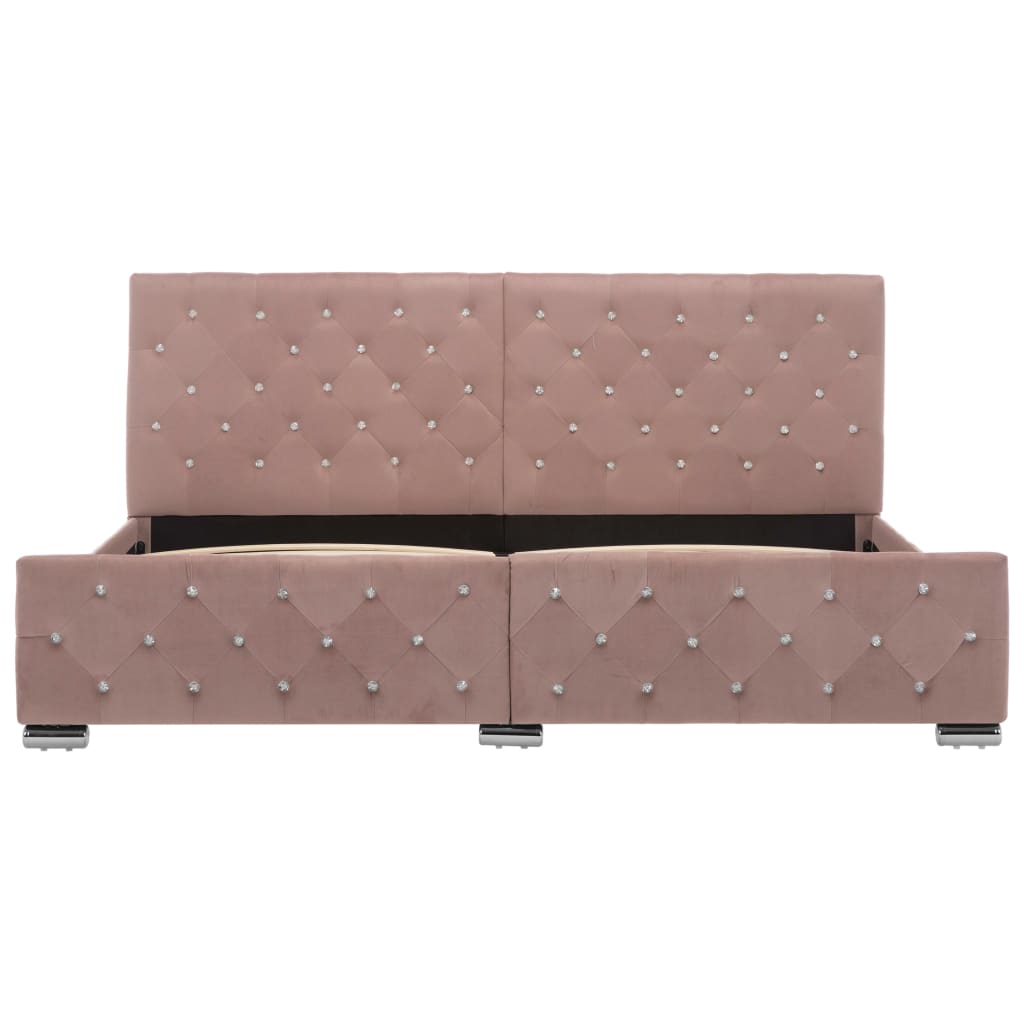 Estrutura de cama 180x200 cm veludo rosa